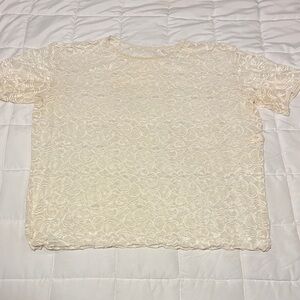 Victoria’s Secret Vintage Gold Label Cream Lace Short Sleeve Top